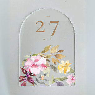 Invitations En Acrylique Flore de printemps peinte à la main 5 x 7 Numéro d