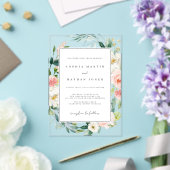 Invitations En Acrylique Flore Feuil bleu vert moderne clair Mariage (Insitu (Mariage))