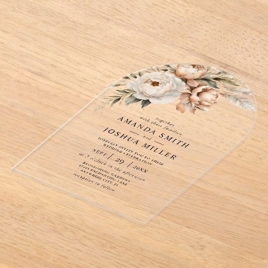 Invitations En Acrylique Flore Rustique Séchée Boho & Mariage de laiton Pam (Poser)