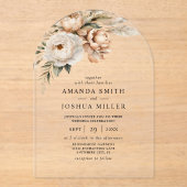 Invitations En Acrylique Flore Rustique Séchée Boho & Mariage de laiton Pam (Recto)