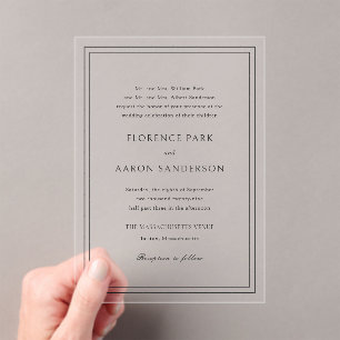 Invitations En Acrylique Florence Mariage élégant