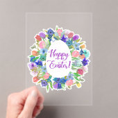 Invitations En Acrylique Flower Egg Shaped Wreath Happy Easter (In situ (ordinateur de poche))