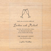 Invitations En Acrylique Flûtes à main Doodle Mariage moderne (Recto)