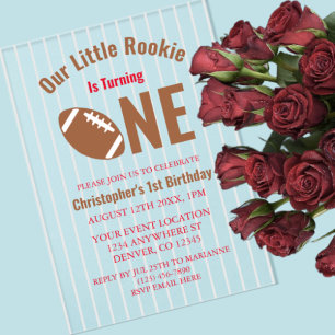Invitations En Acrylique Football débutant 1er anniversaire