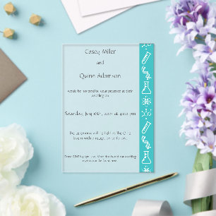 Invitations En Acrylique Forces Attractives en Turquoise Acrylic Mariage