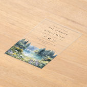 Invitations En Acrylique Forest Lakeside Wildflowers Floral Wedding (Poser)