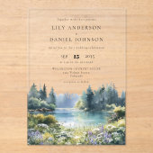 Invitations En Acrylique Forest Lakeside Wildflowers Floral Wedding (Recto)