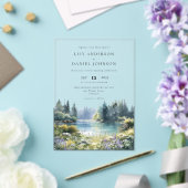 Invitations En Acrylique Forest Lakeside Wildflowers Floral Wedding (Insitu (Mariage))