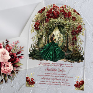 Invitations En Acrylique Forêt Enchantée Arch Floral Bourgogne