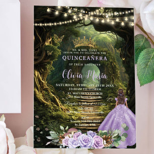 Invitations En Acrylique Forêt Enchantée Fleurs de Lilas Quinceañera Sweet