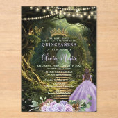Invitations En Acrylique Forêt enchantée Lilac Floral Quinceañera Sweet 16 (Recto)
