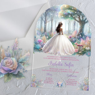 Invitations En Acrylique Forêt Enchantée Pastel Quinceañera