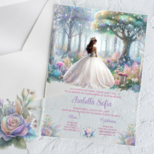 Invitations En Acrylique Forêt Enchantée Pastel Quinceañera