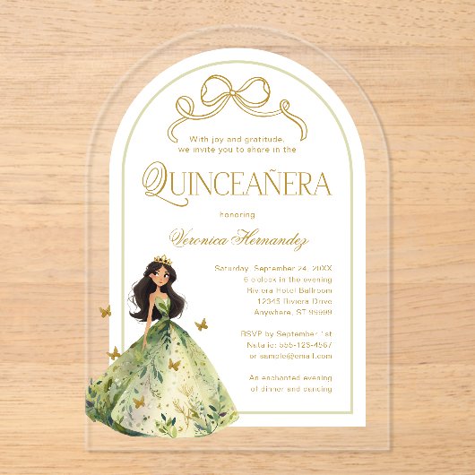 Invitations En Acrylique Forêt enchantée Quinceanera 15e anniversaire (Recto)