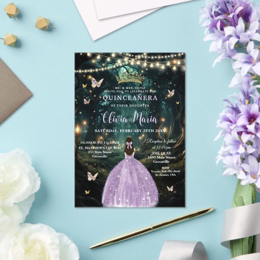 Invitations En Acrylique Forêt enchantée Robe Lilac violet Quinceañera (Insitu (Mariage))