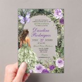 Invitations En Acrylique Forêt lunaire verte pourpre Quinceanera (In situ (ordinateur de poche))