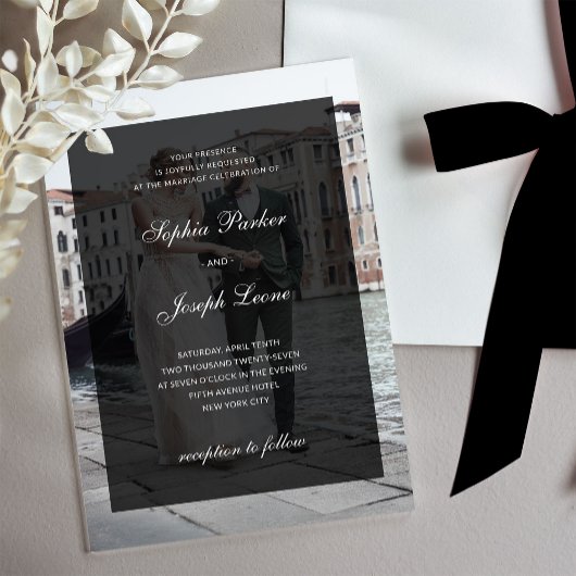 Invitations En Acrylique Formal Classic and Dark Overlay | Photo Wedding