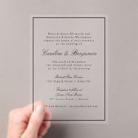 Invitations En Acrylique Formal Classic Bordure Script élégant Mariage RSVP<br><div class="desc">Élevez votre papeterie mariage avec ces "Formal Classic Border Script Elegant Wedding RSVP Acrylique Invitations", conçu pour compléter un thème mariage intemporel et sophistiqué. Dotées d'une bordure classique complexe, d'une typographie de script élégante et d'un design acrylique épuré, ces cartes RSVP offrent raffinement et classe. Parfaites pour les mariages traditionnels...</div>