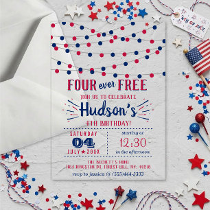 Invitations En Acrylique Four Ever Free ! Fête d'anniversaire du 14 juillet