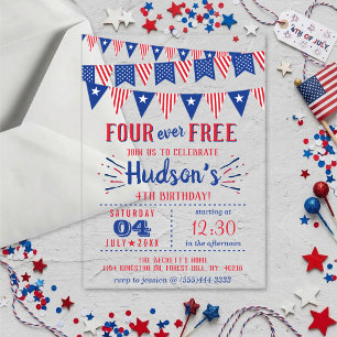 Invitations En Acrylique Four Ever Free ! Fête d'anniversaire du 14 juillet