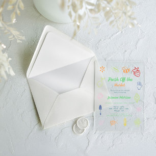Invitations En Acrylique Fraîchement sortie du marché Mariage Shower Dessin