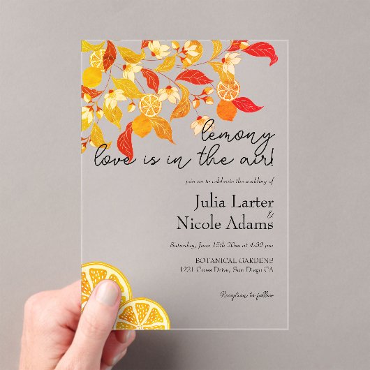 Invitations En Acrylique Fraîcheur Citrus Foliage Mariage (In situ (ordinateur de poche))