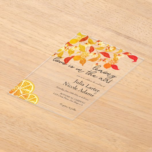 Invitations En Acrylique Fraîcheur Citrus Foliage Mariage (Poser)