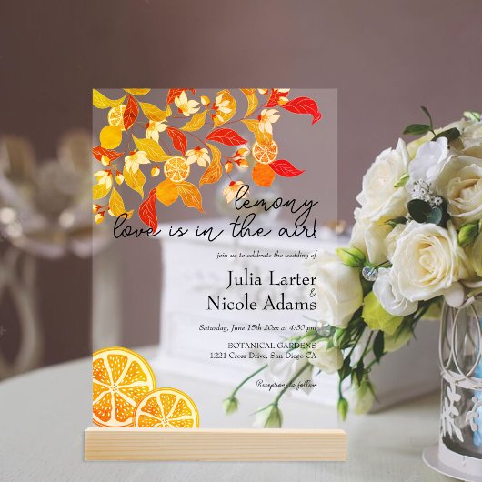 Invitations En Acrylique Fraîcheur Citrus Foliage Mariage