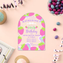 Fraise Anniversaire rose Carte d'invitation