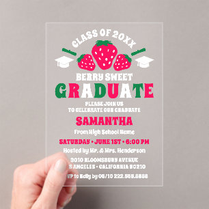 Invitations En Acrylique Fraise Berry Sweet Graduation Party
