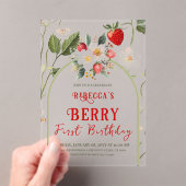 Invitations En Acrylique Fraise rouge rustique Thème Berry Premier annivers (In situ (ordinateur de poche))