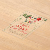 Invitations En Acrylique Fraise rouge rustique Thème Berry Premier annivers (Poser)