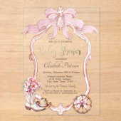 Invitations En Acrylique Frame Bow Cowgirl Wester Striped Baby Shower  (Recto)