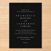 Invitations En Acrylique Francesca Mariage classique noir (Recto)