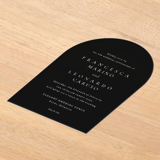 Invitations En Acrylique Francesca Mariage classique noir (Poser)