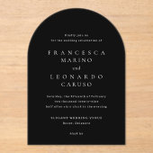 Invitations En Acrylique Francesca Mariage classique noir (Recto)