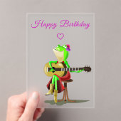 Invitations En Acrylique Frog Jouer Guitare Drôle Carte Anniversaire (In situ (ordinateur de poche))