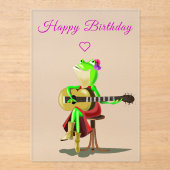 Invitations En Acrylique Frog Jouer Guitare Drôle Carte Anniversaire (Recto)