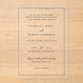 Invitations En Acrylique Frontale Scarlett Mariage élégant (Recto)