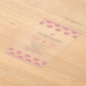 Invitations En Acrylique Frontière rose Ikat Anand Karaj Sikh Mariage (Poser)