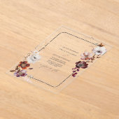 Invitations En Acrylique Frontière Rustique Anémonique Florale Frappée Main (Poser)