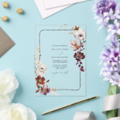 Invitations En Acrylique Frontière Rustique Anémonique Florale Frappée Main (Insitu (Mariage))