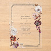 Invitations En Acrylique Frontière Rustique Anémonique Flore Main Tirée (Recto)