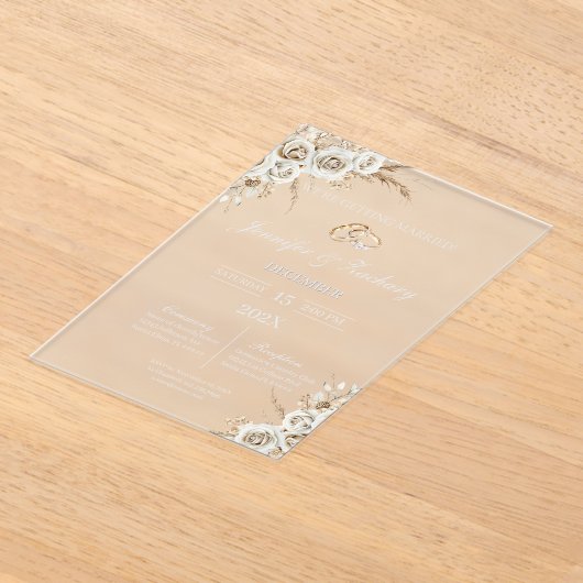 Invitations En Acrylique Frosted acrylic boho wedding (Poser)