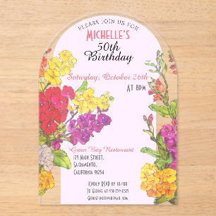 Invitations En Acrylique Fruit 50e anniversaire transparent chic