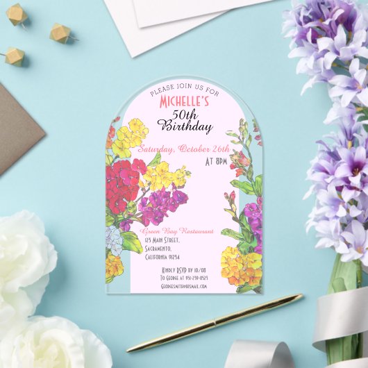 Invitations En Acrylique Fruit 50e anniversaire transparent chic (Insitu (Mariage))