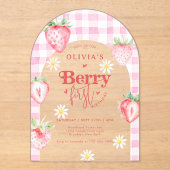 Invitations En Acrylique Fruit fraise Daisy Berry Premier anniversaire Arch (Recto)