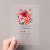 Invitations En Acrylique Fuchsia and Coral Bright Floral Wedding (In situ (ordinateur de poche))