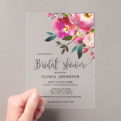 Invitations En Acrylique Fuchsia Fête des mariées florale (In situ (ordinateur de poche))