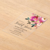 Invitations En Acrylique Fuchsia Fête des mariées florale (Poser)